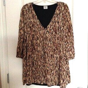 Sunday Best Women's Empire Waist Baby Doll Leopard Animal Print Mini Dress Tunic